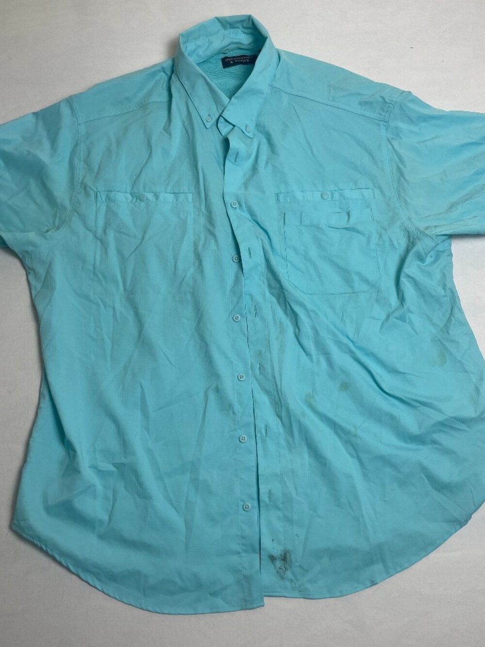 Roundtree&Yorke Performance Fishing Vented Shirt Mens 2XB Green Short Sleeve